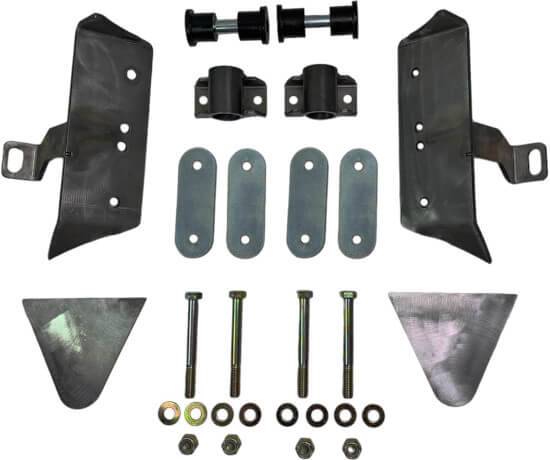 WFO Concepts - Chevy 88-98, ANGLED Shackle Hanger Mount, Inside Frame, Rear of Front Axle w/ 4" Shackles