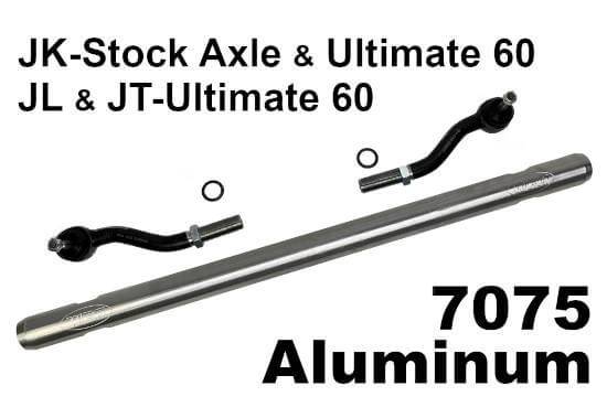 WFO Concepts - WFO Heavy Duty Tie Rod, 2" 7075 Aluminum, Fits JK Stock Axle and JK/JL/JT Ultimate 60 Front Axle