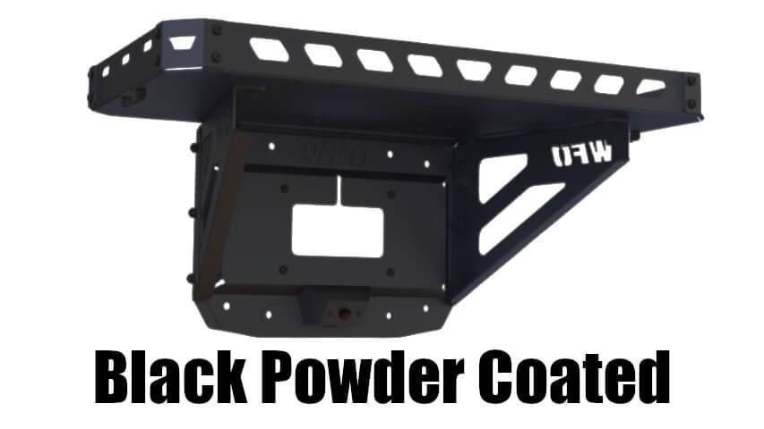 WFO Concepts - 2018+ Jeep JL Tailgate Ice Chest Rack With License Plate Mount And Light Kit - Black