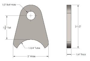 WFO Concepts - Shock Tab, 1-3/8" Tall for 1-3/4" Tube - Image 2